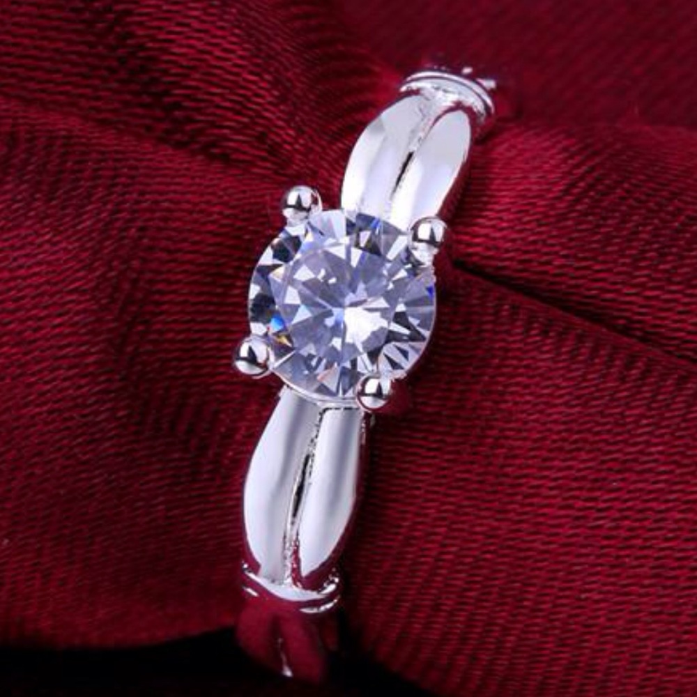 Sterling Silver White Sapphire Solitaire Ring